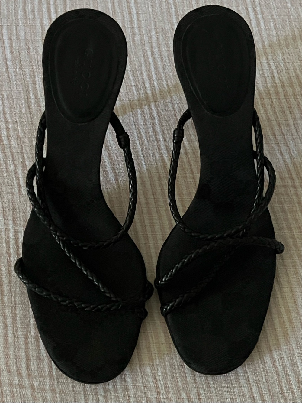 Gucci by Tom Ford Fall 2002 Leather Rope Monogram Kitten Heel Mules
